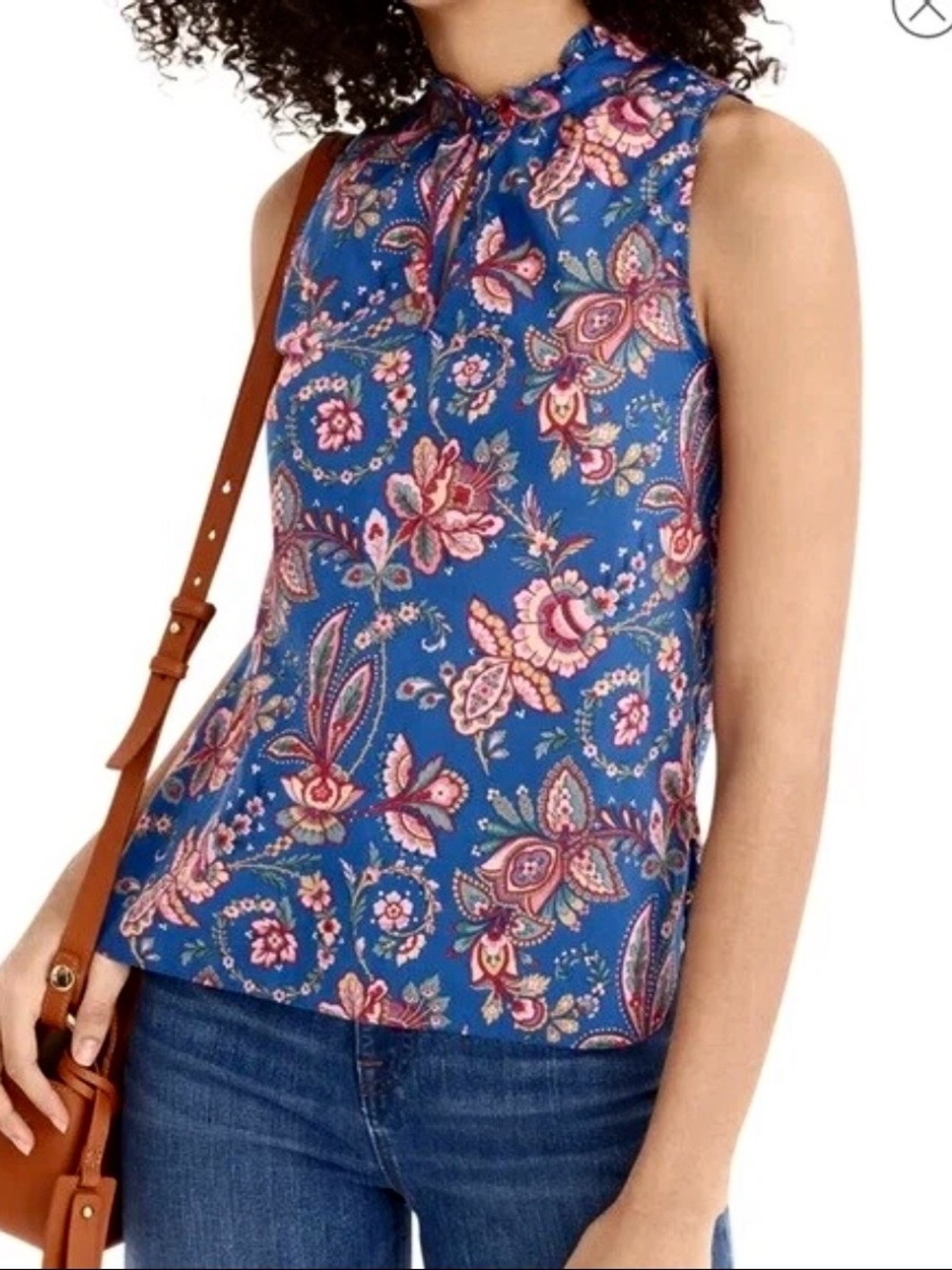 Liberty x J Crew Cotton Keyhole Blouse